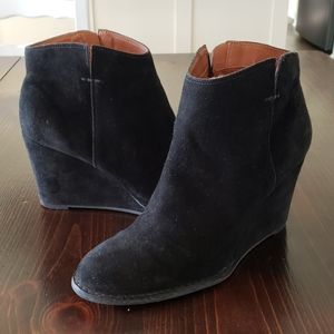 Lucky Brand Black Suede Wedge Booties